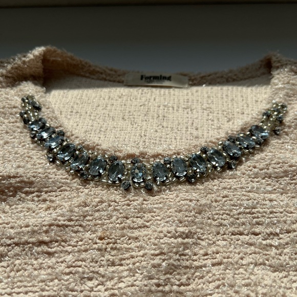 Cream coloured sweater with gem decorated collar - Picture 3 of 3